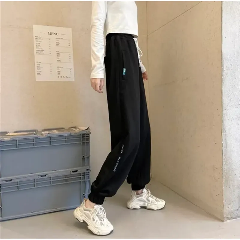 Quần Jogger Thêu Chân Chất Thun Dày Quần Ống Bo Chun Hình Chữ Thêu 1012955