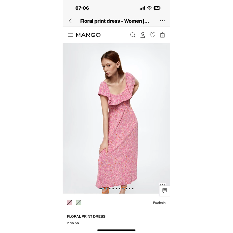Đầm Floral Hồng Mango size XS chất liệu chun co giãn hàng chính hãng còn nguyên mác 461953