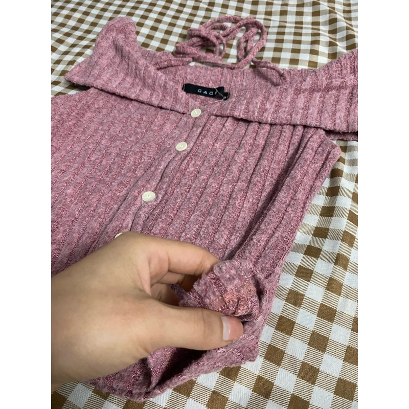 Áo len trễ vai buộc dây 462965