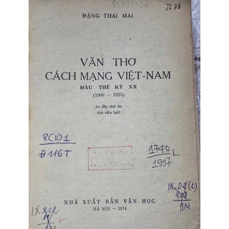 Đặng Thai Mai - Văn thơ Cách mạng Việt Nam đầu thế kỷ 20 (1900-1925) 1974 539908