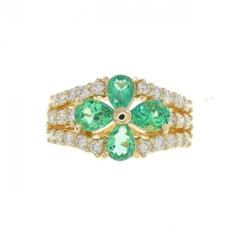 Nhẫn hoa ngọc lục bảo K18YG 0.88CT - Hàng hiệu chính hãng 849014