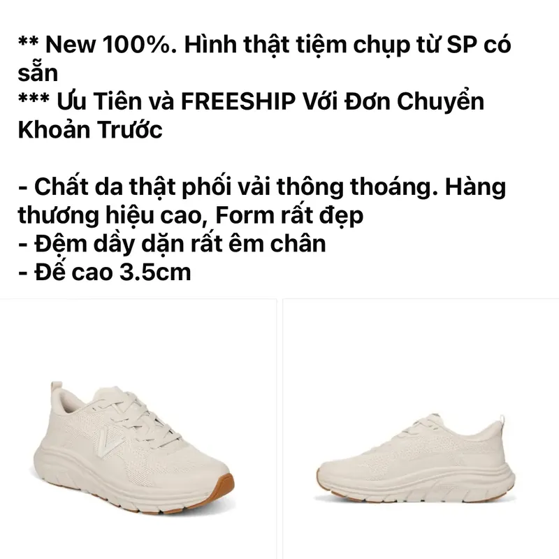 Giầy Chạy Vio**nic màu kem Sz 38.5cm 564800