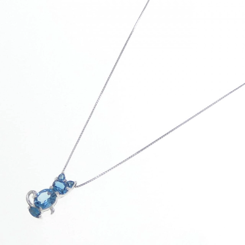 K14WG/K18WG Mèo Blue Topaz Dây Chuyền - Hàng hiệu Chính hãng 861439
