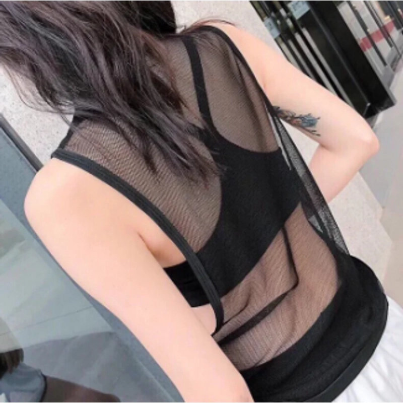 Áo tank yếm nữ tập Yoga, Zumba, Gym (Size L) - Màu đen 333980