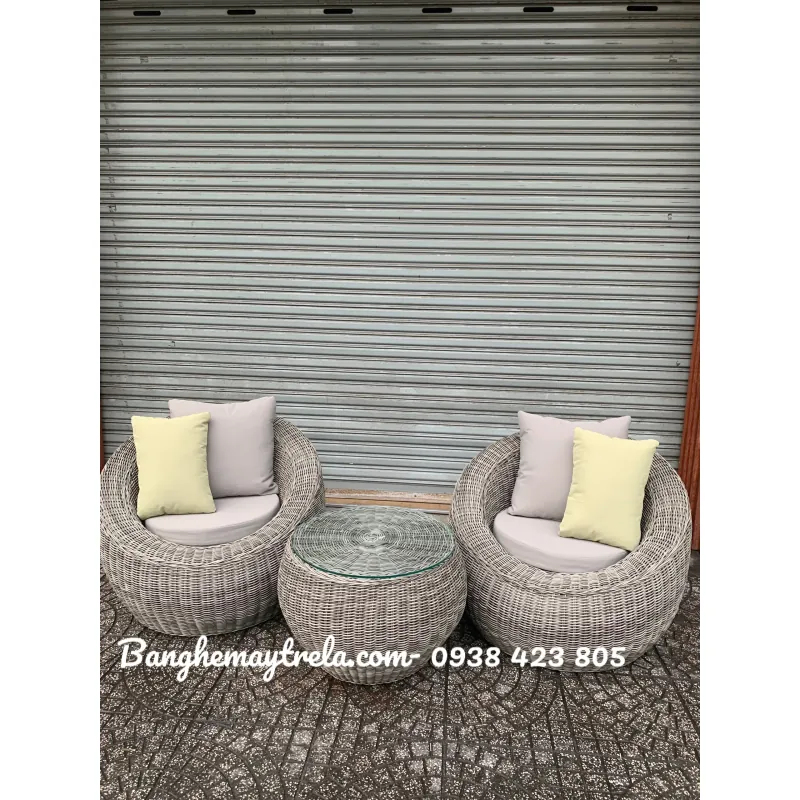 Bàn ghế mây nhựa sân vườn 727957