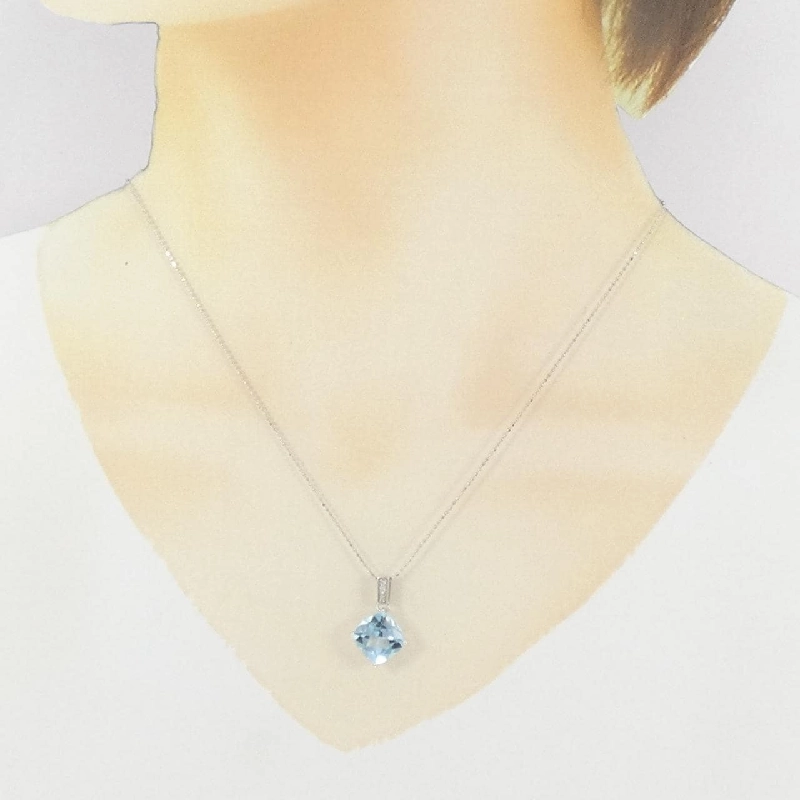 K18WG Blue Topaz Necklace - Hàng hiệu Authentic 859375