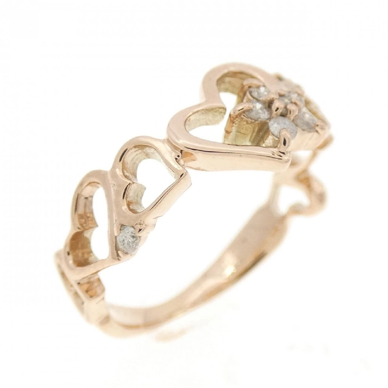 Nhẫn kim cương K10PG hình trái tim × hoa 0.07CT 670128