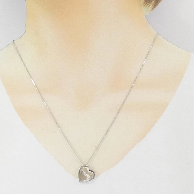 K18WG Dây chuyền kim cương hình trái tim 0.10CT - Hàng hiệu Authentic 858156