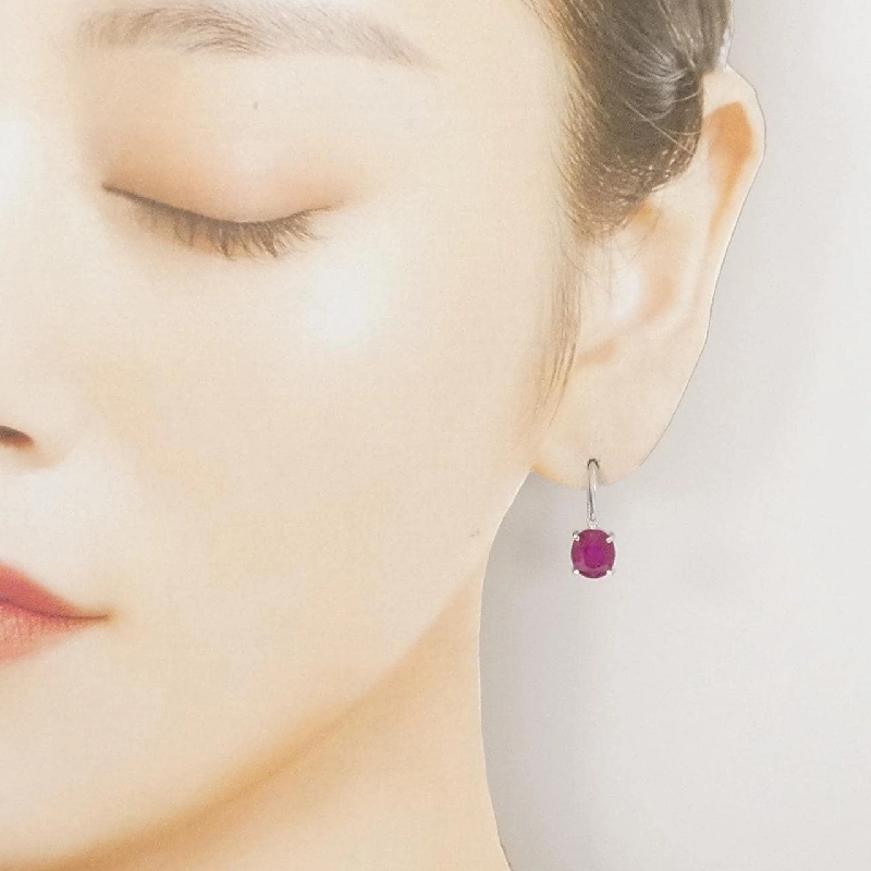 K18WG Bông tai Ruby 3.92CT - Hàng hiệu Chính hãng 868009