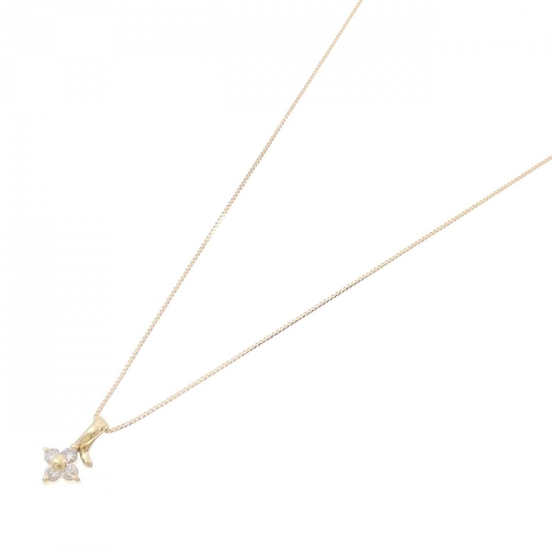 K18YG Hoa Nhẫn Kim Cương Dây Chuyền 0.11CT - Hàng hiệu Chính hãng 863510