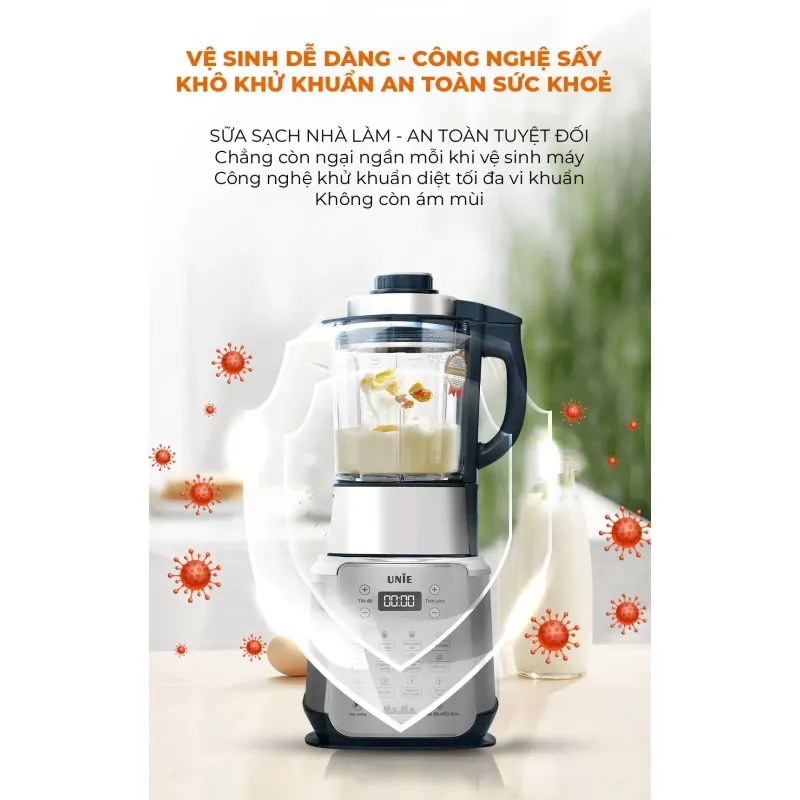 UNIE V9S PRO – Máy làm sữa hạt 1.75L | Xay nấu siêu êm, khử khuẩn tự động 600100