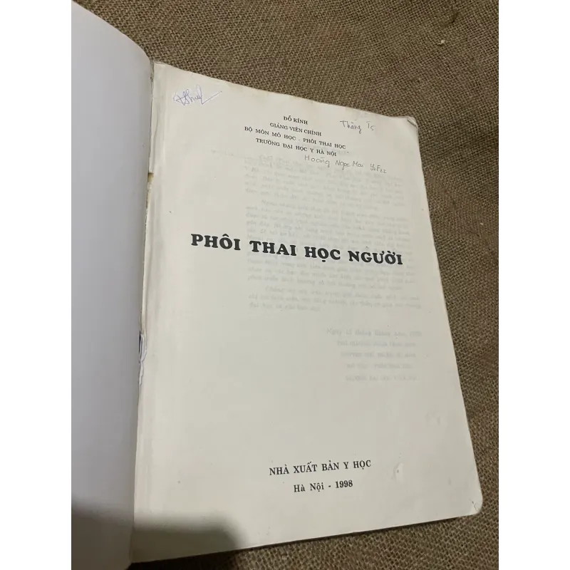 PHÔI THAI HỌC NGƯỜI, SÁCH Y, KHỔ LỚN, 630  TRANG 569807