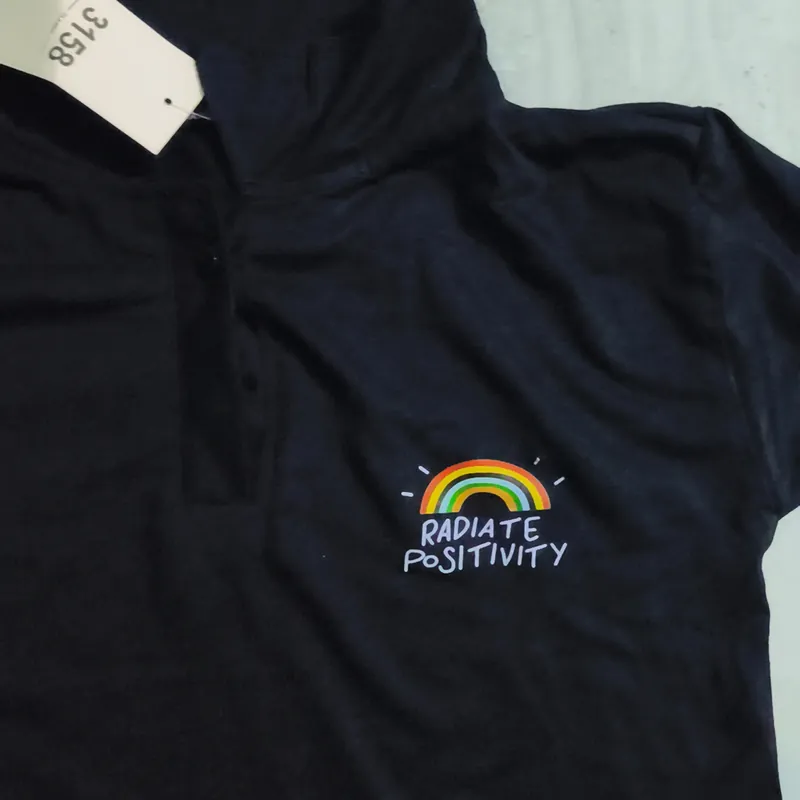 Áo croptop polo cầu vòng nữ free size màu đen nguyên mác 568136