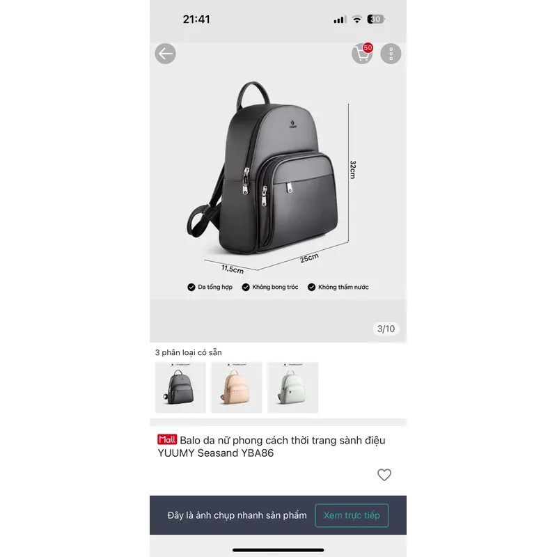 Balo nữ Yummy cỡ trung 607605