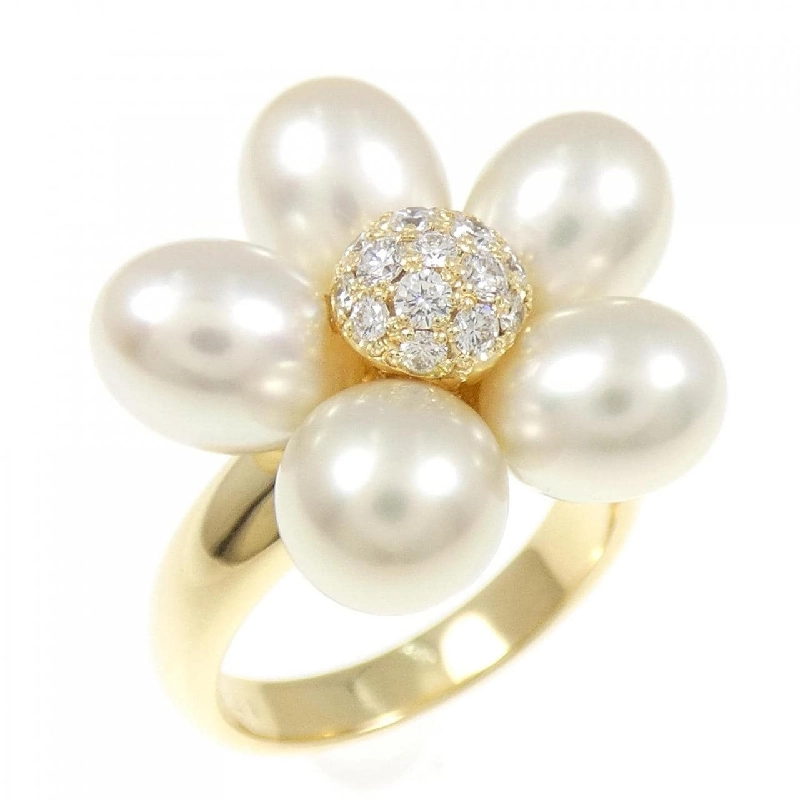 Nhẫn hoa ngọc trai trắng K18YG - Hàng hiệu Authentic 847954