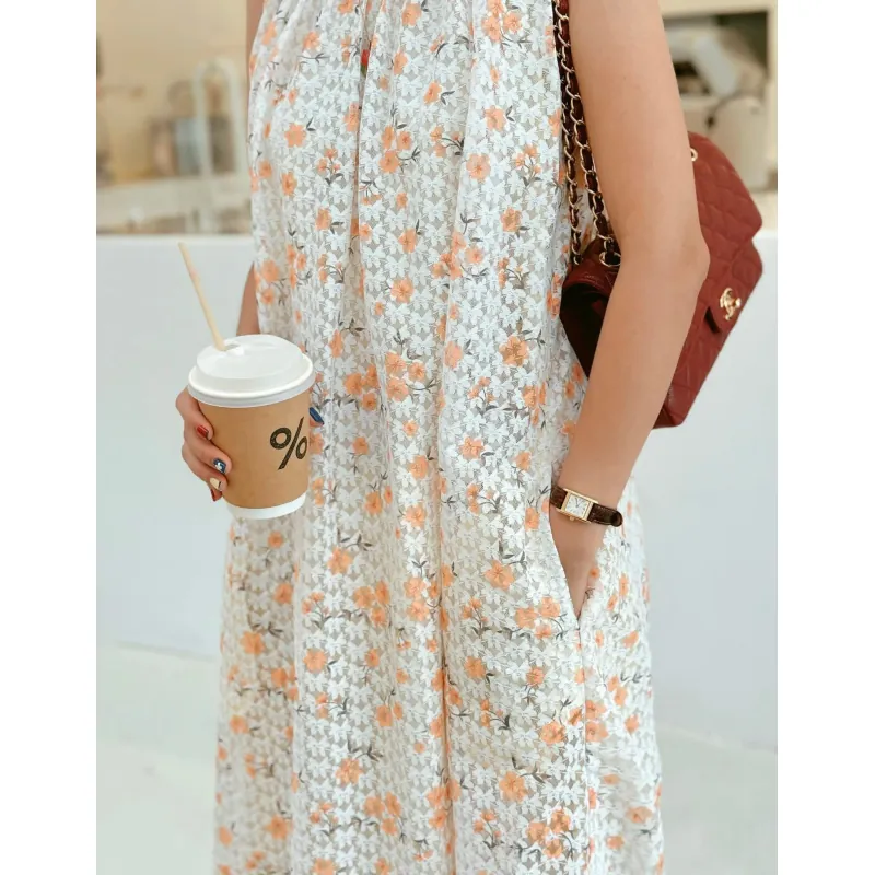 Ðầm ren hoạ tiết hoa cam 1002228