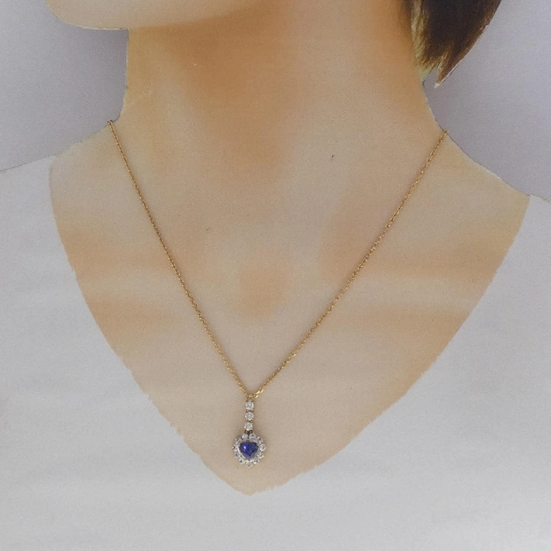 K18YG Dây chuyền hình trái tim Sapphire 1.84CT - Hàng hiệu Chính hãng 855979