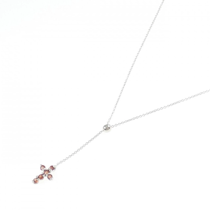 K18WG Đeo cổ hình chữ thập Garnet - Hàng hiệu Chính hãng 857852