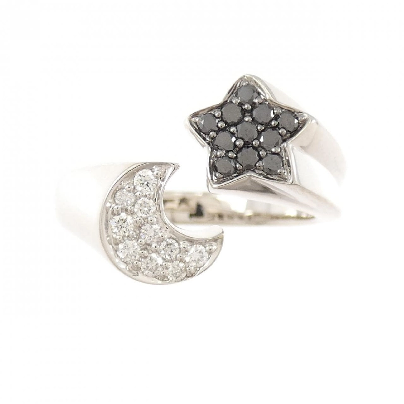 Nhẫn kim cương hình mặt trăng và ngôi sao K18WG/K18BG 0.20CT 666413