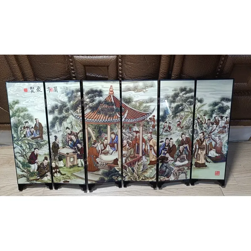 Bộ 6 tấm sơn mài chủ để Khúc thủy lưu thương_Hàng xuất khẩu châu Âu giá trị cao 702631