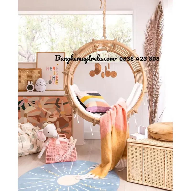 Xích đu mây tròn treo trần nhà 559271