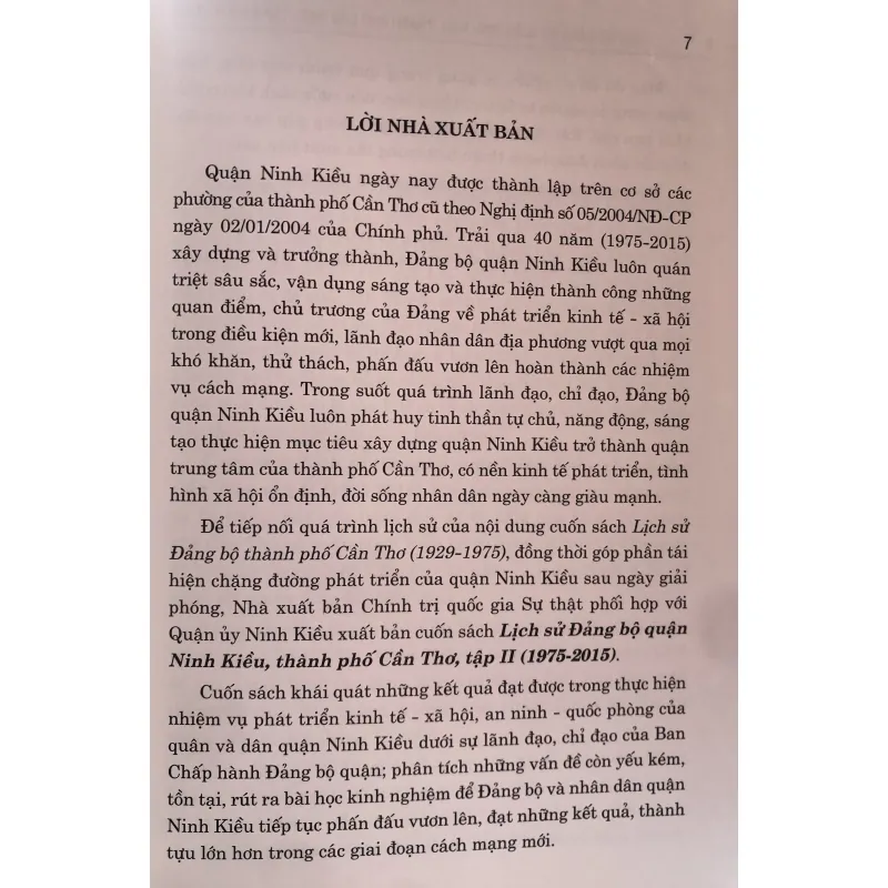 Lịch sử Đảng bộ quận Ninh Kiều Thành phố Cần Thơ tập II 745701