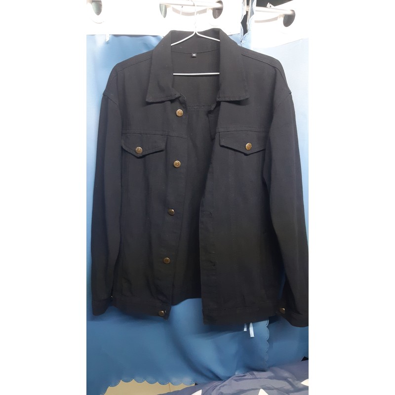 Áo khoác jean nam nữ size M màu đen mới unisex Hàn Quốc chất liệu jean cao cấp 73148