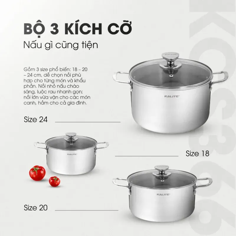 👩‍🍳 KALITE KCS366 – Bộ 3 Nồi Inox Liền Khối, Bền Đẹp Theo Thời Gian 782582