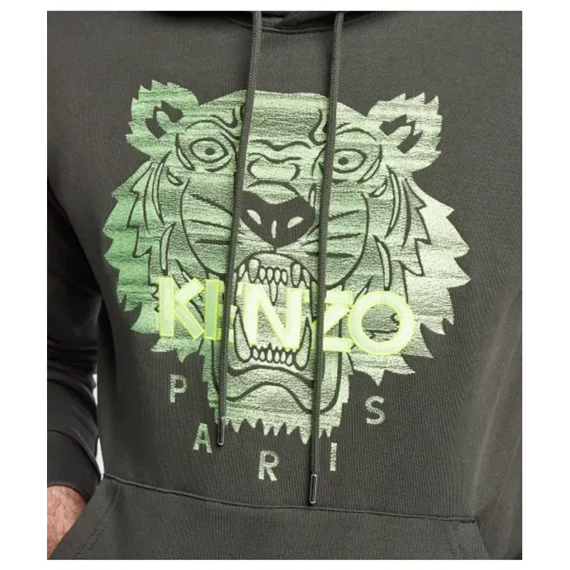 Áo hoodie Kenzo Paris thêu đầu hổ màu xanh lá rêu 760759