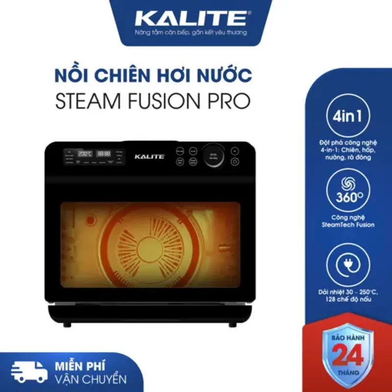 Nồi chiên hơi nước Kalite Steam Fusion Pro 4in1 20L chiên hấp nưỡng rã đông chính hãng 573036