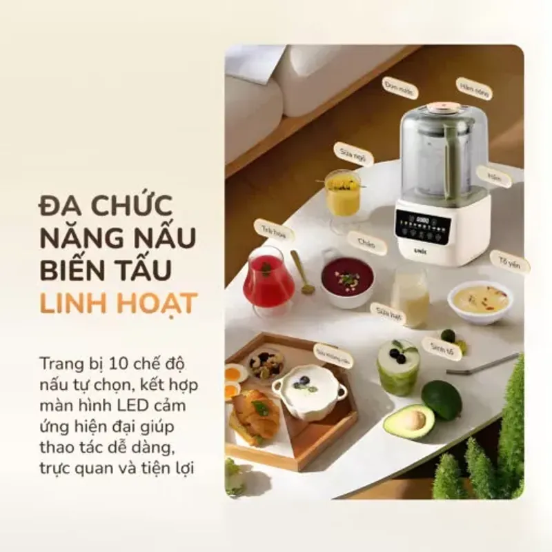 Máy làm sữa hạt UNIE UCB15 1.5L giảm ồn 30%, 10 chức năng nấu, xay nấu tự động thông minh 578098