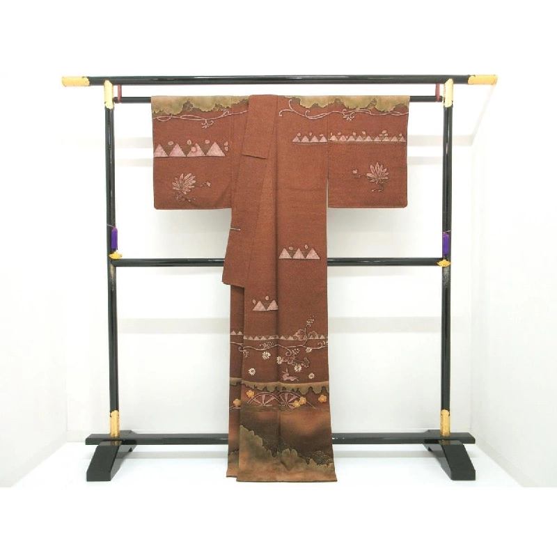 Kimono thăm viếng, lụa nhuộm, chế tác vàng Yuzen - Hàng hiệu Authentic 877192