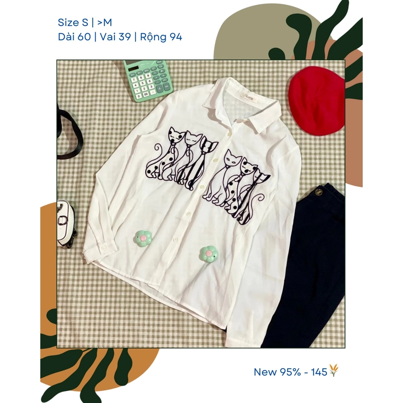 Sơ mi thêu hình mèo 2hand 405656