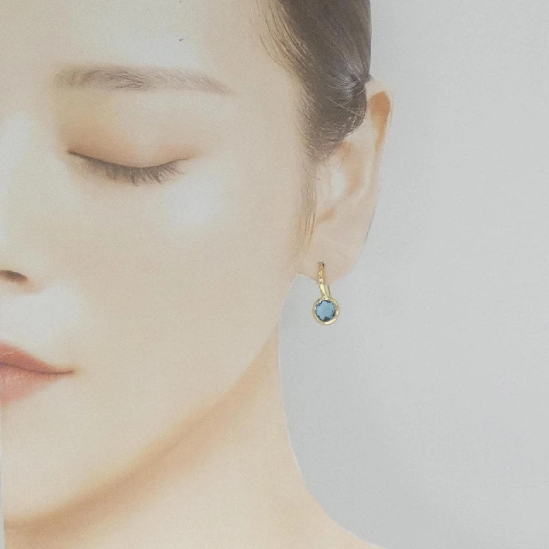 K18YG Blue Topaz Bông tai 2.60CT - Hàng hiệu Chính hãng 868815