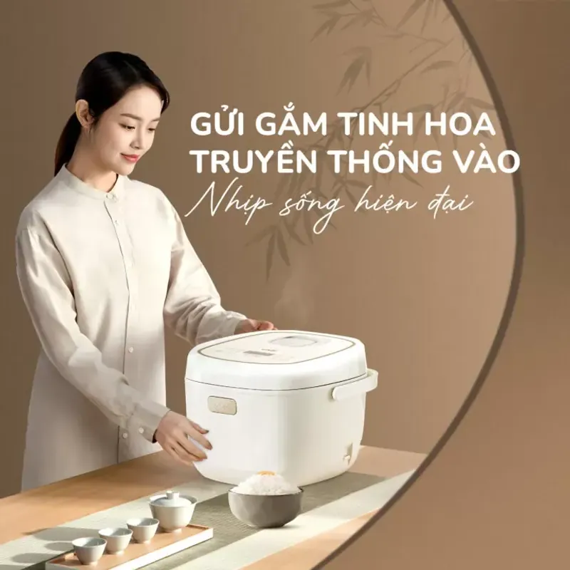 Nồi cơm điện lòng gốm cao cấp UNIE URC818, chống dính tự nhiên, dung tích 1,8L 784558