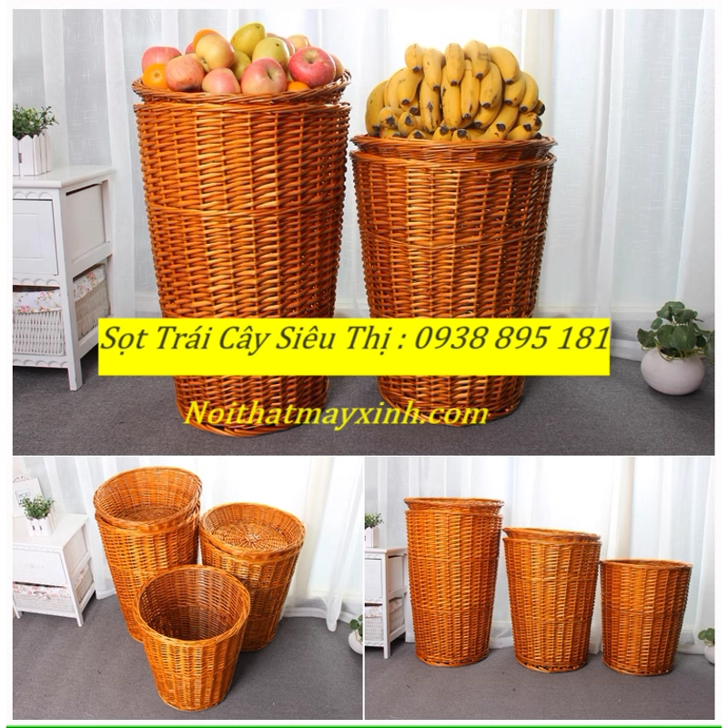 Giỏ trưng bày trái cây cho siêu thị bằng mây 383411