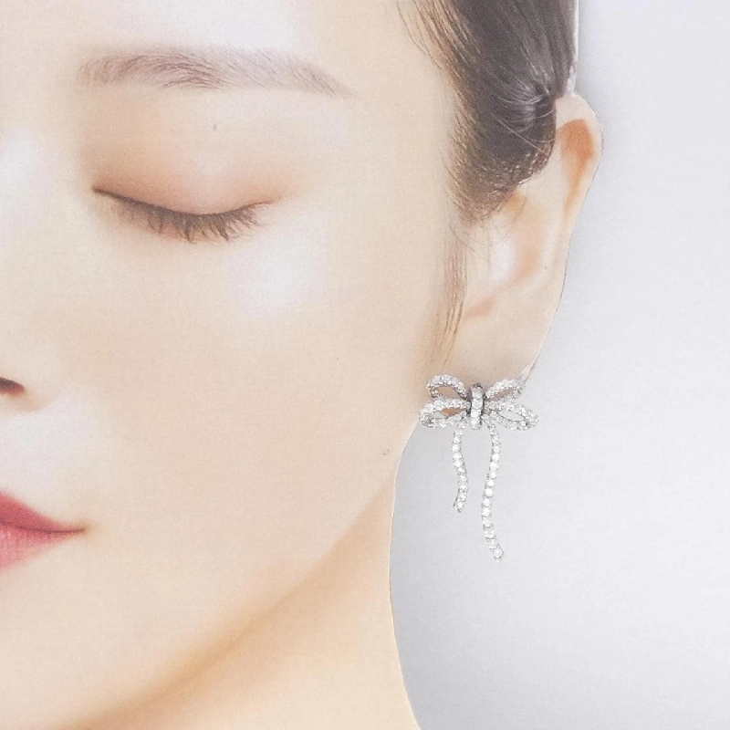 K18WG Bông tai kim cương hình ruy băng 3.40CT - Hàng hiệu Chính hãng 872341