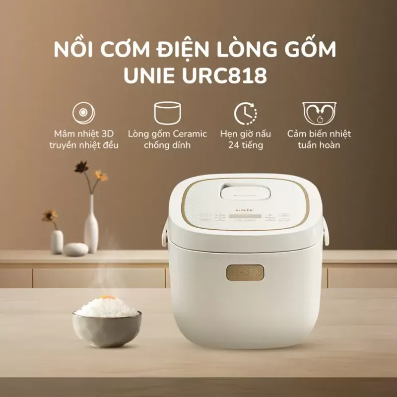 Nồi Cơm Điện Lòng Gốm UNIE URC818 – Dung tích 1,8L, Chống Dính Tự Nhiên 573059