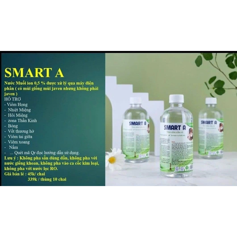 SMART A Nước muối điện phân thùng 10 lọ 339k Mới 205878