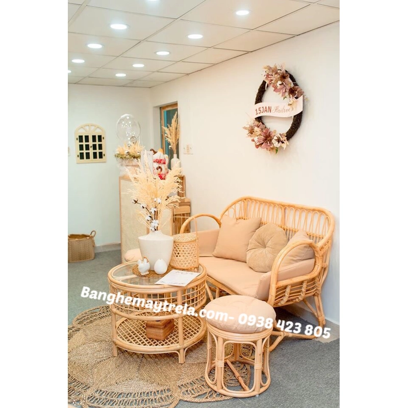 Sofa mây tay cuộn 519386