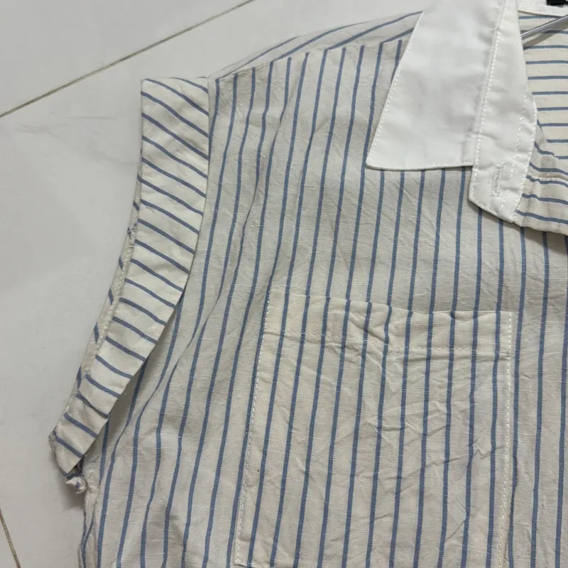 Áo sơ mi Blue tay phồng tặng sơ mi tay ngắn 740949