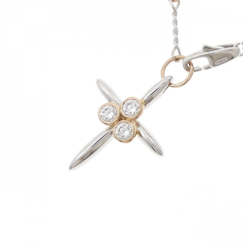 K18WG/K18PG Dây chuyền kim cương chéo 0.27CT - Hàng hiệu Chính hãng 865847