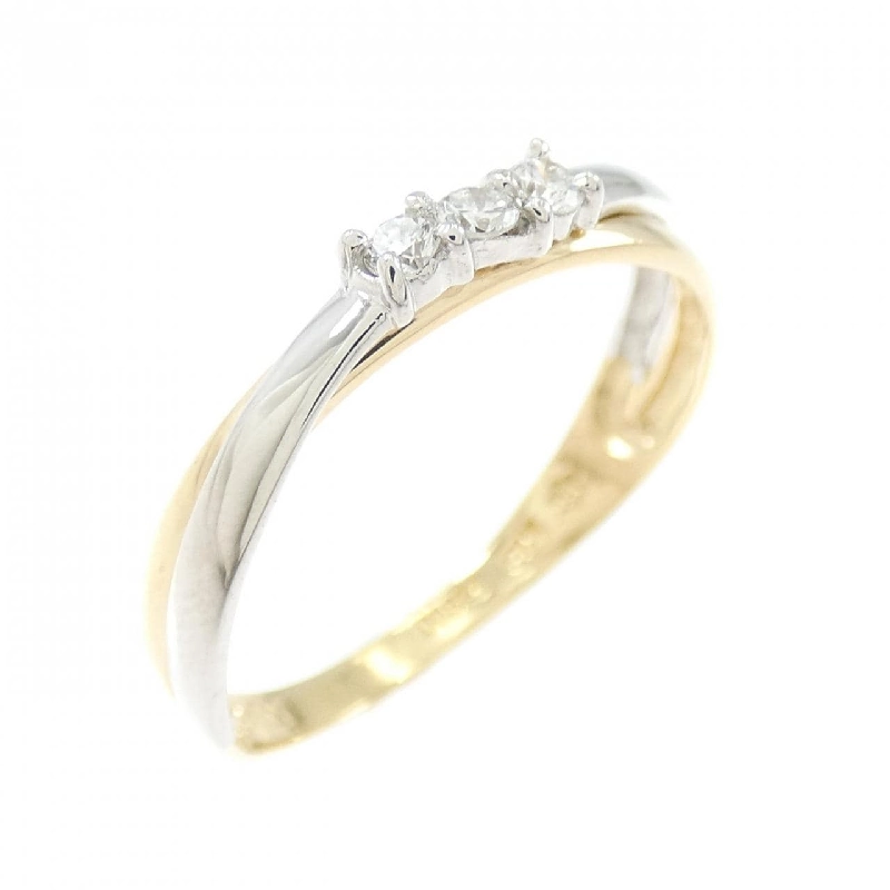 Nhẫn kim cương ba viên K18YG/PT900 0.08CT - Hàng hiệu Authentic 852426