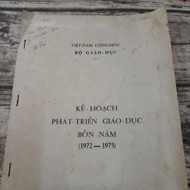 Tài liệu KẾ HOẠCH PHÁT TRIỂN GIÁO DỤC. Bộ Giáo Dục (cũ) năm 1972 751390