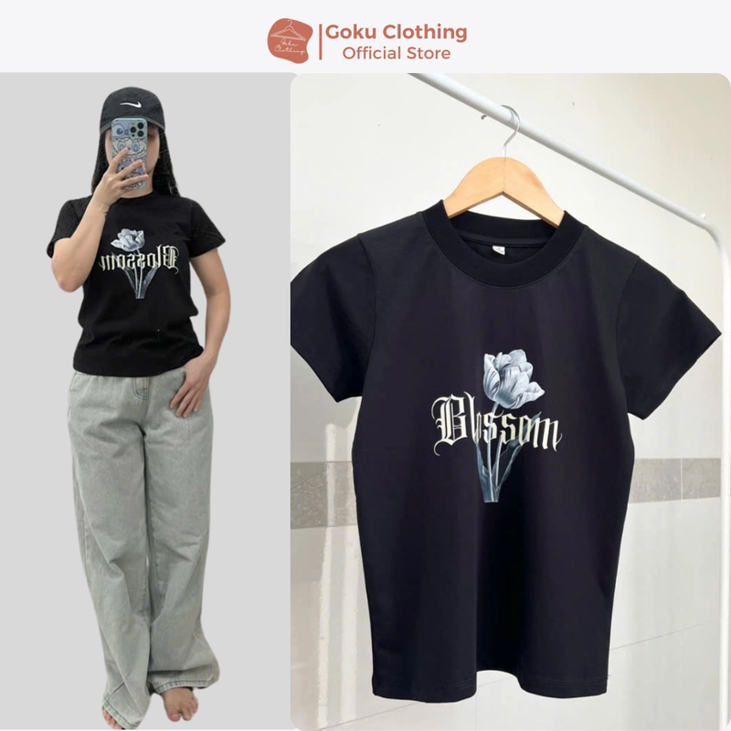 Áo Thun Nữ Cotton Đen Form Đơn Giản Size SML Hàng Mới 304281