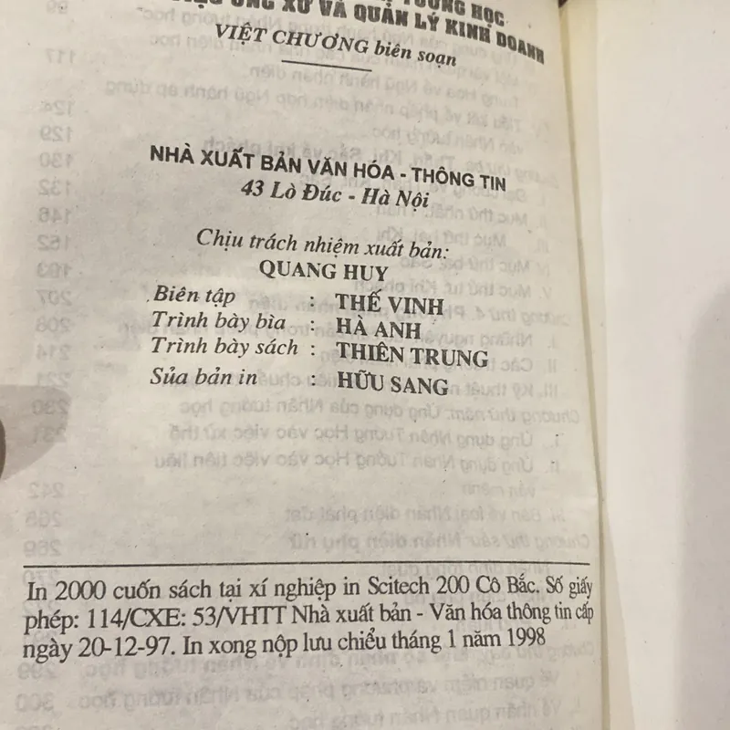 VẬN DỤNG KHOA NHÂN TƯỚNG HỌC TRONG ỨNG XỬ VÀ QUẢN KÝ LÝ KINH DOANH (xb 1998) 708007