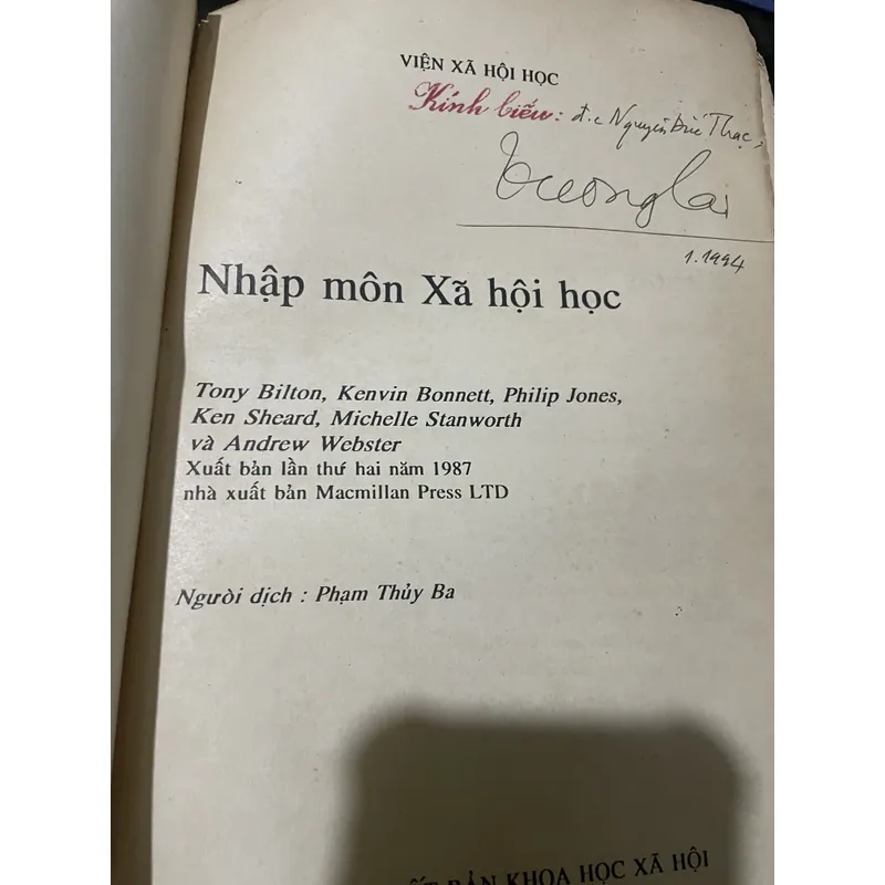 Nhập môn xã hội học - Tony Bilton, Kenvin Bonnett, Philip Jones, Ken Sheard, ... khổ lớn  725147
