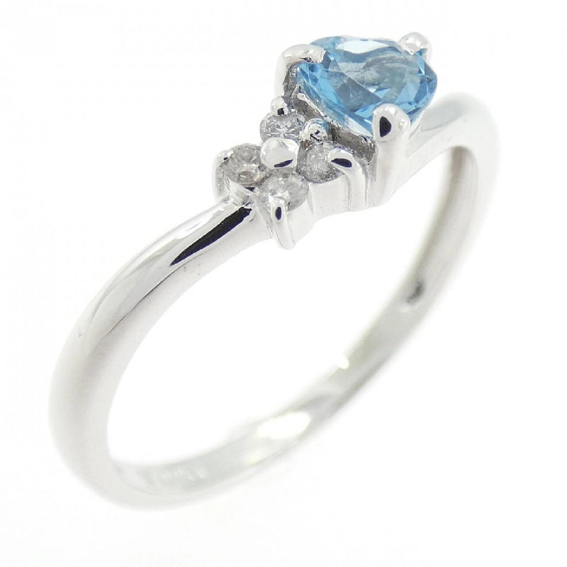 Nhẫn Blue Topaz K14WG Hình Trái Tim × Hoa 668172