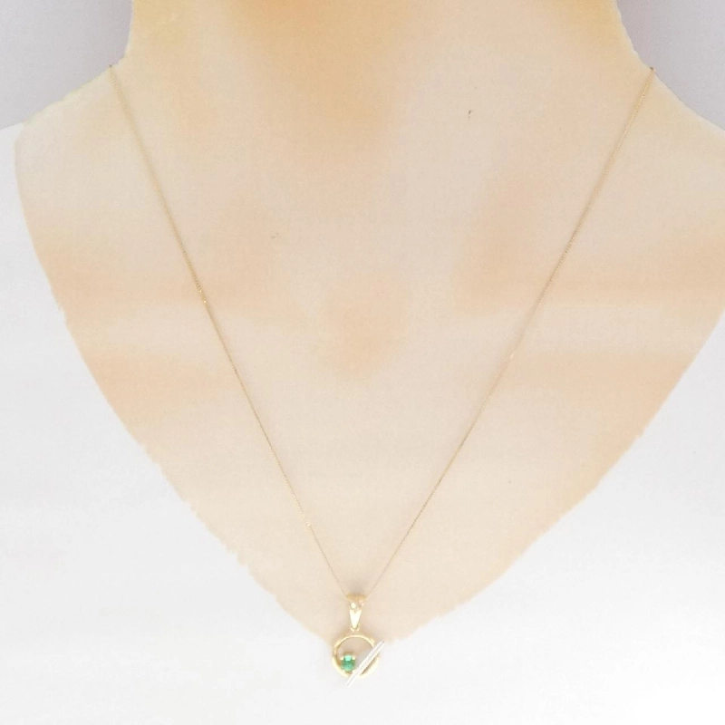 K18YG/PT950 Dây chuyền ngọc lục bảo - Hàng hiệu Authentic 858686