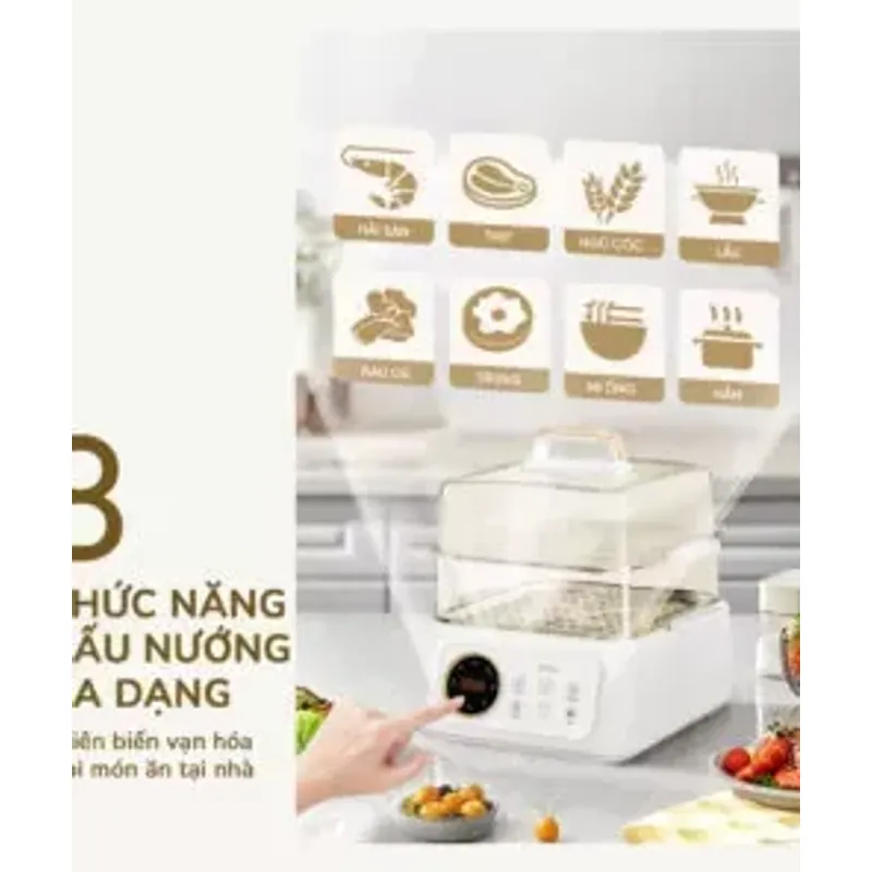 🍲 UNIE UE668 – Nồi lẩu hấp đa năng 10L, Ceramic chống dính – 8 chế độ nấu siêu tiện! 715786